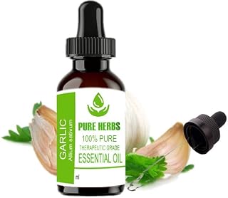 Pure Herbs Garlic (Allium Sativum) Pure & Natural Therapeutic Grade Essential Oil 30ml Plastic With Dropper