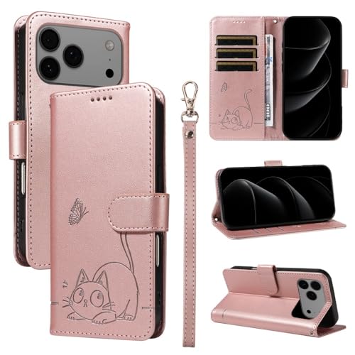 Étui en cuir iPhone 12 mini or rose aux finitions premium chat gravé