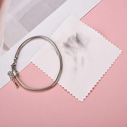 Sevenwell 50Pcs Jewelry Cleaning Cloth White Polishing Cloth For Sterling Silver Gold Platinum Small Polish Cloth 8X8Cm #TOP4