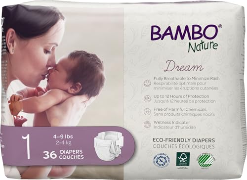 Image of Bambo Nature Premium Baby Diapers - French/English Packaging, Size 1, 36 Count