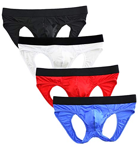 YuKaiChen Men's Jockstrap Athletic Supporter Underwear Briefs Low Rise 4-Pack Large