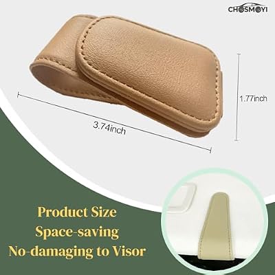 CHOSMOYI Magnetic Leather Sunglass Holder for Car, Sunglasses Clip for Car Visor, Auto Interior Accessories Universal for Different Size Eyeglasses (Beige)