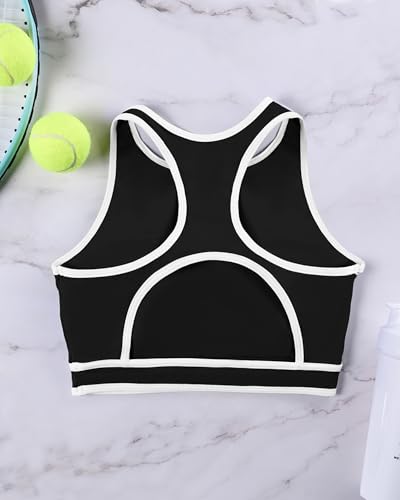 Xunyu High Neck Longline Sports Bra For Women Supportive Workout Tops Built In Bra Racerback Yoga Gym Tank Crop Top thumb #5