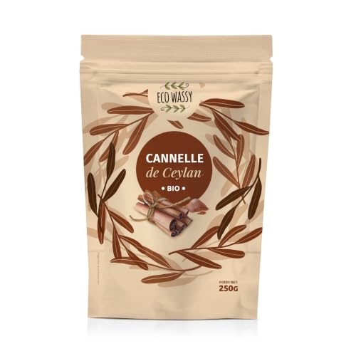 Cannelle de Ceylan bio en poudre 250 g – Authentique Cinnamomum verum – Sri Lanka – Faible teneur en coumarine (< 0,004%) – Cannelle moulue bio de qualité supérieure pour infusions et cuisine (250g)