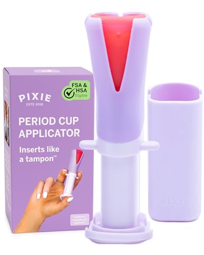 Pixie Menstrual Cup Applicator - Inserts Like A Tampon - Every Woman Can Now Use Period Cups - Perfect for Long Nails - Self Sanitizer TPE Properties - Travel Case (Cup Applicator)