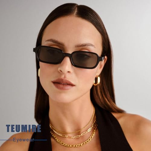 Image of Retro Rectangular Sunglasses for Women Men 90s Trendy Square Sun Glasses Small Vintage Sunnies