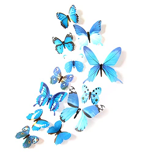 GEQIAN Pegatinas 3D de mariposa para pared, 12 unidades, diseño de mariposas 3D, decoración de mariposas removibles, decoración artística para el hogar sala de estar