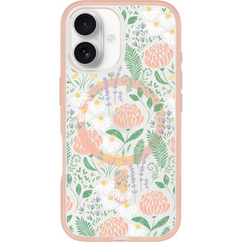 Image of OtterBox iPhone 16 Symmetry Series Clear Case - Peachy Bloom Pink - Ultra-Thin, Sleek iPhone Case, Floral iPhone Case