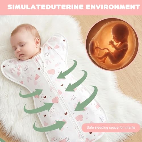 Image of SNOWIE SOFT Baby Swaddles for Newborns, Bamboo Cotton Baby Swaddle Wrap for Newborns Arms Up Infant Sleeping Blanket Zipping Sleeping Bag Newborn Sleep Sacks for Startle Reflex for Infant 0-6 Months