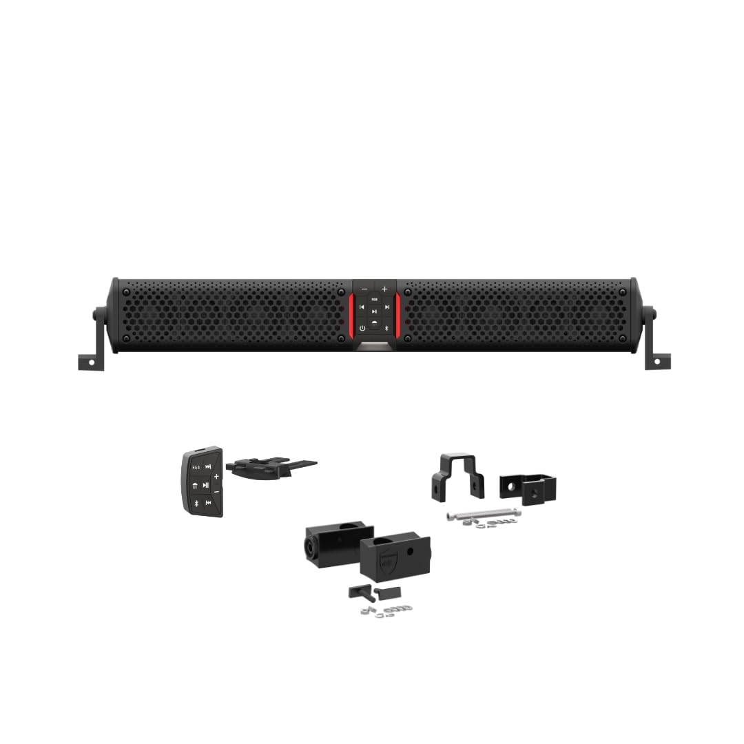 wet sounds STEALTH-XT-8-B Stealth XT 8 Speaker All-in-One Amplified Bluetooth Soundbar with Remote – Black with Slider Brackets and .75