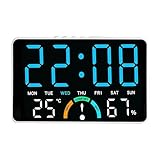 Wcybym Sveglia Digitale, Con Monitoraggio Della Temperatura, 16x3,3x10 Cm, Visualizzazione 'ora Sul Comodino, Orologio Climatico Per Interni, Aspetto Moderno, Per Camera Da, Ufficio, Dormitorio, St