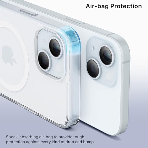 Image of Vaku Luxos Glassy Magpro Back Cover Case for iPhone 15 Shockproof Slim Thin Non-Yellowing Scratch Resistant Military-Grade Protection Compatible with MagSafe - Transparent