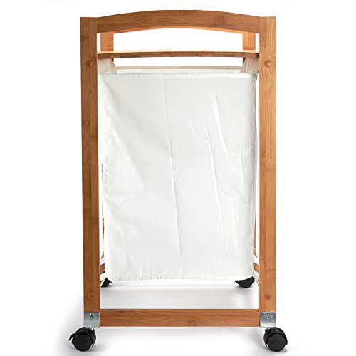 Panier à linge en bambou laqué et toile de qualité supérieure - 7