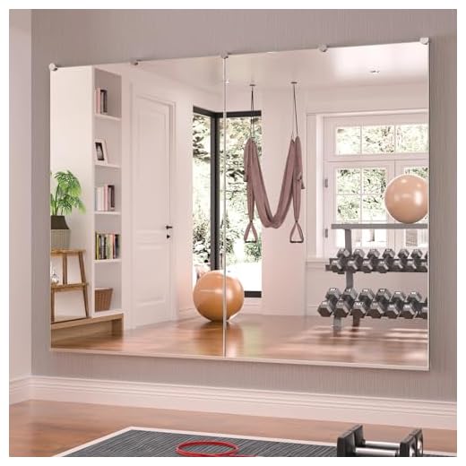 H-A Hans & Alice Wall Mounted Activity Mirror, Home Gym Mirror with Flat Polished Edge, 47.2" x 31.5" (Single)