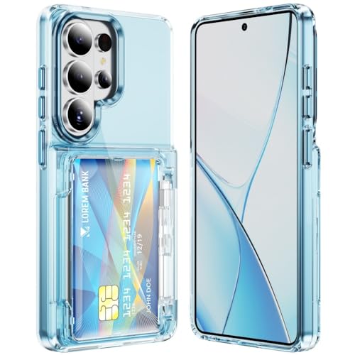 Coque antichoc Samsung S23 transparente avec porte-carte bleu