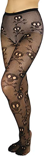 Image of ToBeInStyle Women's Skull Crossbones Skeleton Pirate Symbol Hosiery Tights & Thigh High Stockings