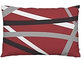 EKOBLA Throw Pillow Cover Red Grey Black Abstract Stripes Geometric Pattern Stripes Acrylic Bold Decor Lumbar Pillow Case Cushion for Sofa Couch Bed Standard Queen Size 20x30 Inch