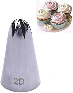 CN-Culture 2 2D Rose Flower Cake Decorating Icing Tips Cupcake Nozzles, Stainless Steel
