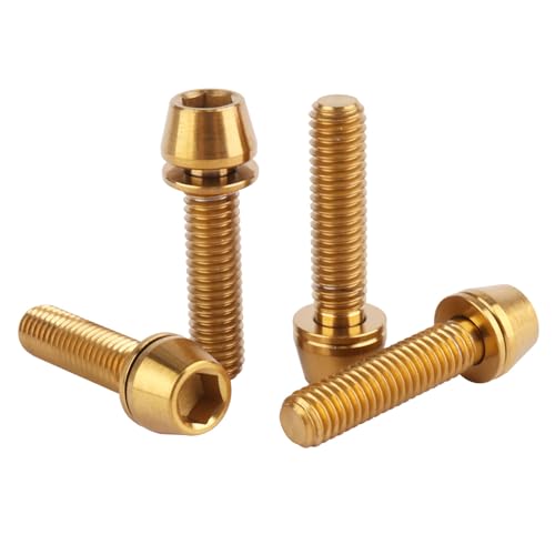 Image of 4Pcs Titanium Bolt M6 x 25mm Allen Hex Bolts with Washers Screw for Bicycle V Brake Hub Fixed (Gold)