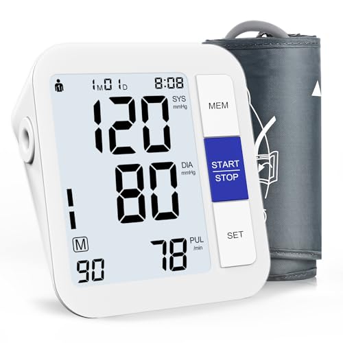 Blood Pressure Machine Automatic Upper Arm Blood Pressure Monitor with Adjustable Large Blood Pressure Cuff Blood Pressure Monitors for Home Use BP Machine with Large Backlit Display, 9-17 inches Cuff
