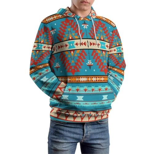 Sweat à capuche imprimé 3D géométrique pull chaud manches longues hiver - 3