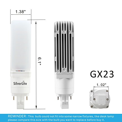 Silverlite [Plug&Play] 7W Led Pl Bulb Gx23-2 Pin Base,18W Cfl Equivalent,700Lm,Warm White(3000K),Driven By 120-277V And Cfl Ballast,Horizontal Recessed,,180° Rotatable,Ul Listed #TOP2
