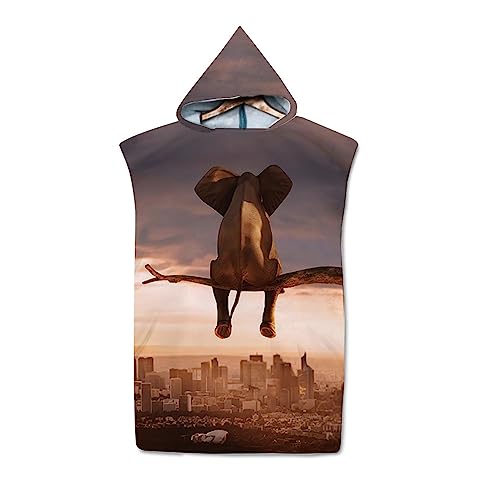 YATOLA Poncho de Surf avec Capuche Absorbe l'eau Séchage Rapide Changement de Serviette pour Homme et Femme, Peignoir de Bain Poncho de Bain Le Sport Camping Voyage Loup Cerf(gris2 75x110CM)