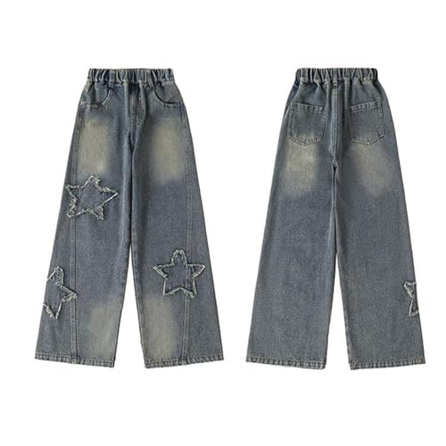 Boys Baggy Jeans for Teen Kids Casual Straight Wide Leg Cargo Jeans Summer Y2k Loose Elastic Waist Denim Pants Joggers