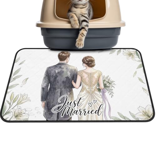 Anniversary Cat Litter Mat 40x30, Ethereal Couple Walking Kitty Litter
