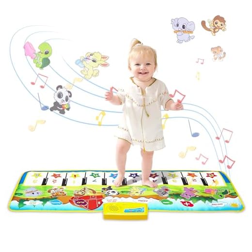 M SANMERSEN Kids Piano Mat, 39.5" X 14" Musical Mat Keyboard Music Mat with 8 Instrument Sounds Touch Play Dancing Mat Gift Toys for Boys Girls