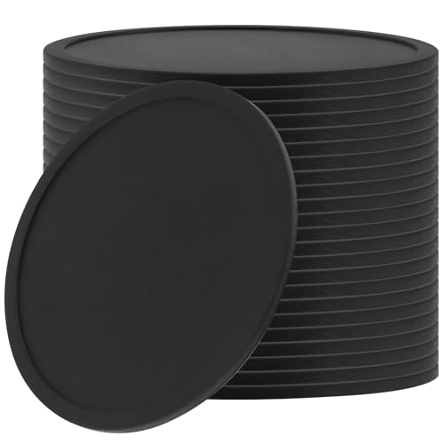 YUENPUN 24 posavasos de silicona negra para bebidas, posavasos redondos de vidrio negro, posavasos de silicona antideslizantes para tazas, posavasos de silicona para bebidas calientes para café,