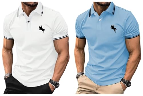 Image of Lymio Men Cotton Loose T-Shirt || Plain || (Polo-18-21) Pack of 2