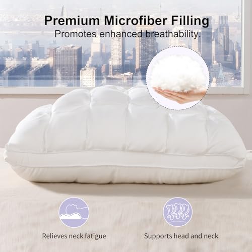 YOUR MOON Soft Pillows Queen Size for Sleeping, Support Bed Pillows, Fluffy Down Alternative Pillow, Luxury Hotel Gel Pillows for Side Sleeping (White)