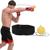 Agatige Boxing Reflexion Ball, Professional Punching Fight React Head Ball with Headband, Speeds Hand Eye Reaction & Coordination Boxing Equipment for Kids and Adults(Yellow)