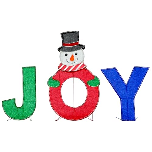 48'' Joy Snowman Lighted-Up Sign, Large Joy Christmas Yard Garden Decoration with SMD Lights for Winter Holiday Home Pathway Lawn Walkway Display Decor by BAYN - Image 2