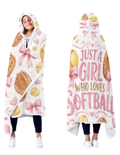 Softball Bow Hoodie Blanket