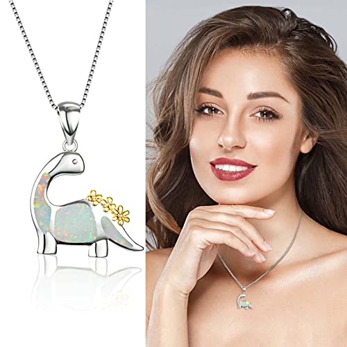 Fashion Necklace Fashion Dinosaur Necklace Girls Dinosaur Charm Necklace Jewelry Gift Animal Lover Gifts Pendant For Men Women (White, One Size) #TOP1