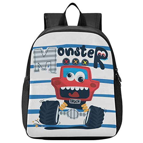 Naanle Mochila para niños para niñas y niños Monster Truck Mochilas Mochila para bebé para jardín de infantes Escuela Primaria, Negro, M Cover