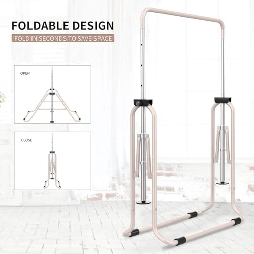 Tepemccu Expandable Gymnastics Bars, Adjustable Height Gymnastic Horizontal Bars, Children Folding Training Bar for Kids (Beige) by Tepemccu - Image 3