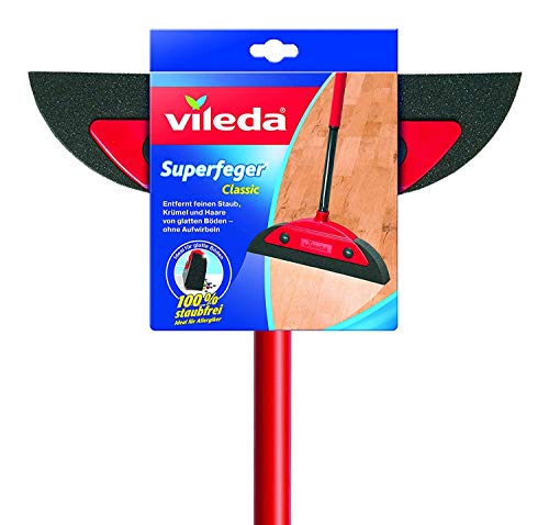 Vileda Superfeger Classic - Escoba con mango telescópico y escoba de microespuma, apta para alérgicos