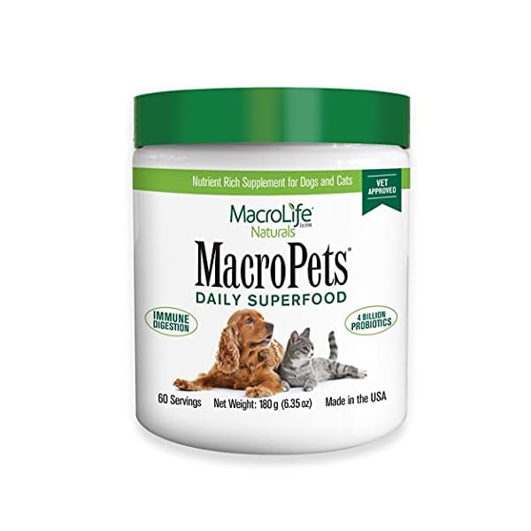 MacroLife Naturals MacroPets Greens Superfood Supplement Powder for Dog Cat Small Mammal, Natural Nutrition Boost…