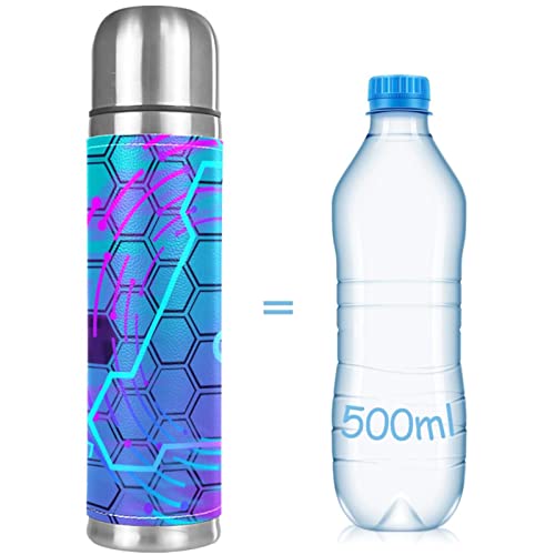 Stainless Steel Leather Vacuum Insulated Mug Abstract Thermos Water Bottle For Hot And Cold Drinks Kids Adults 16 Oz #TOP3