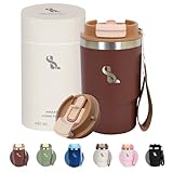 Insulated Stainless Steel Tumbler | 8H Hot & 12H Cold | 480ml (16oz) | Straw and Spout | Multifunctional Lid | Travel Mug Coffee Cup Flask | Leak Proof | Double Wall Vacuum | Gift | Coffee Brown