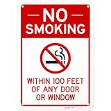 No Smoking Within 100 Feet of Any Door Or Window Sign,