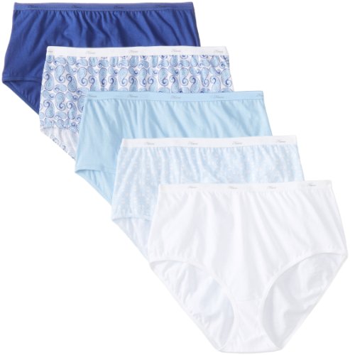 Hanes Women's Core Cotton Extended Size Brief Panty- Assorted (Pack of 5)