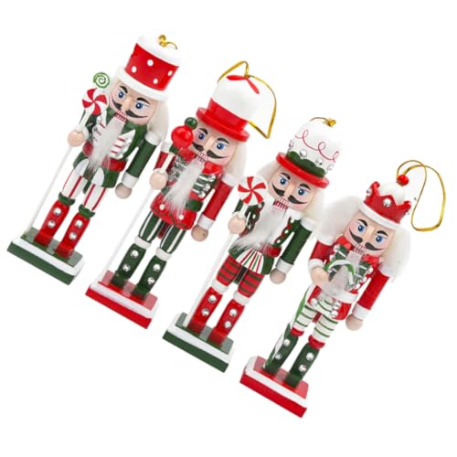 Levemolo 4 Piezas Adorno De Madera De Árbol Colgando Cascanueces De Navidad Figuras De Cascanueces Adornos Decoraciones Colgantes Decoración Hombre De Jengibre Cascanueces Brillo Soldado