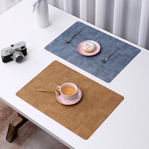 Set de table rectangulaire cuir PU motif tissé résistant chaleur - 4
