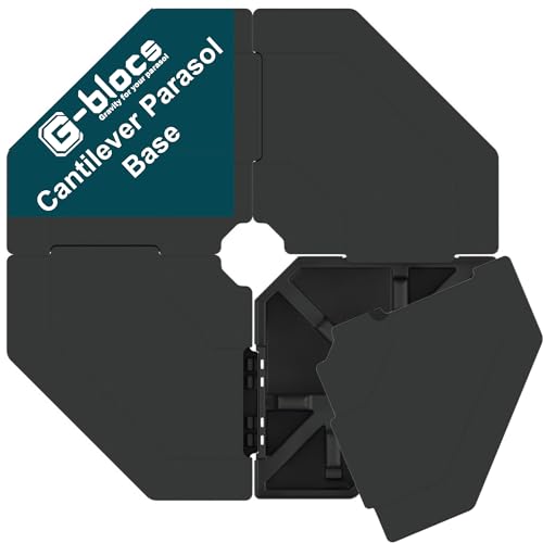 Divine Style G-Blocs Cantilever Parasol Base Weights - Easy to Fill with 4 x Removable Covers (Urban Grey) (Grey)
