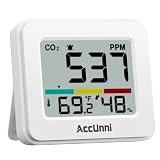 CO2 Monitor Air Quality Monitor Indoor Temperature Humidity Meter (Cream)