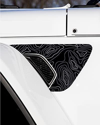 Topographical Map Print Fender Vent Premium Wrap Decal for Jeep Wrangler and Gladiator (Grey)